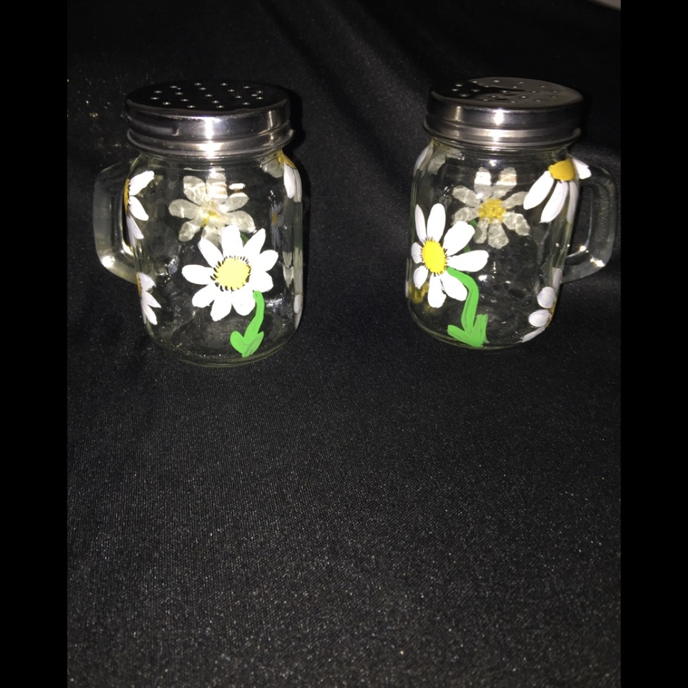 2 Hand painted shaker jars